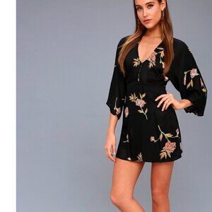 Lulu's Black Floral Mini Dress